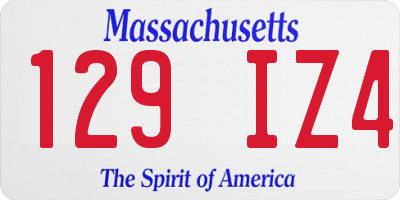 MA license plate 129IZ4