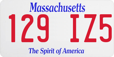 MA license plate 129IZ5