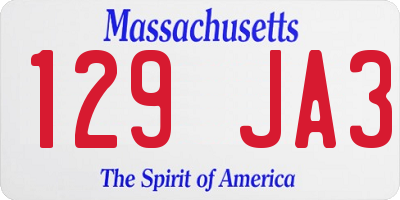MA license plate 129JA3