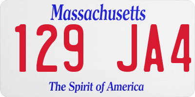 MA license plate 129JA4