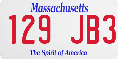 MA license plate 129JB3