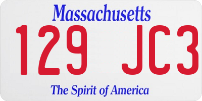 MA license plate 129JC3