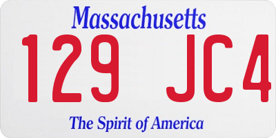 MA license plate 129JC4