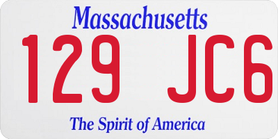 MA license plate 129JC6