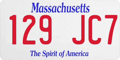 MA license plate 129JC7