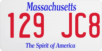MA license plate 129JC8