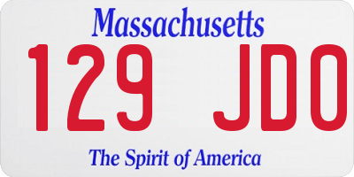 MA license plate 129JD0