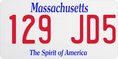 MA license plate 129JD5