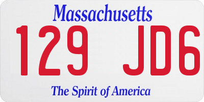 MA license plate 129JD6