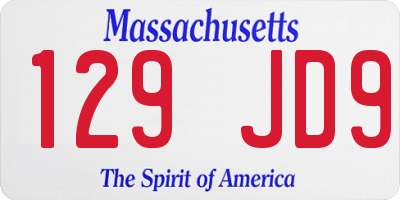 MA license plate 129JD9