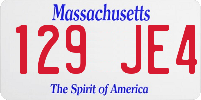 MA license plate 129JE4