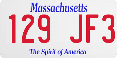MA license plate 129JF3