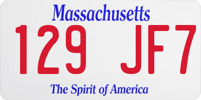MA license plate 129JF7