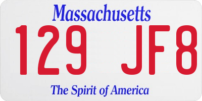 MA license plate 129JF8