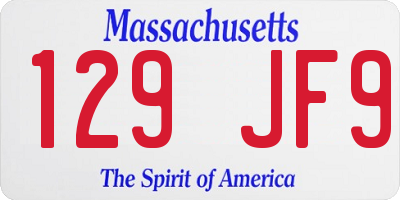 MA license plate 129JF9