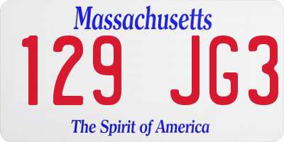 MA license plate 129JG3