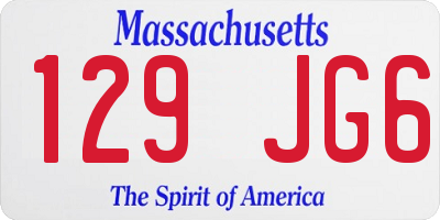 MA license plate 129JG6