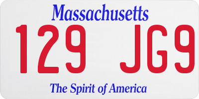 MA license plate 129JG9