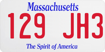 MA license plate 129JH3