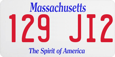 MA license plate 129JI2