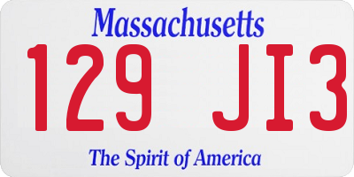 MA license plate 129JI3