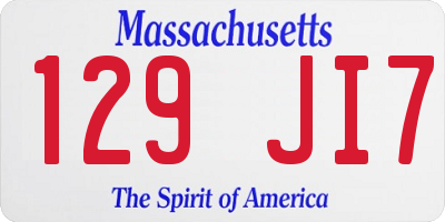 MA license plate 129JI7