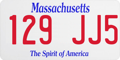 MA license plate 129JJ5
