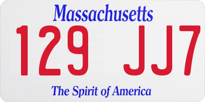 MA license plate 129JJ7