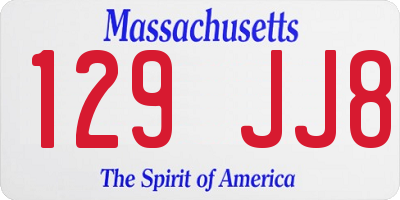 MA license plate 129JJ8
