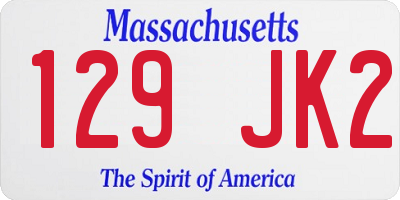 MA license plate 129JK2