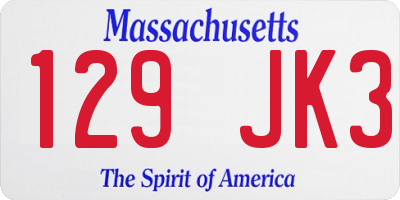 MA license plate 129JK3