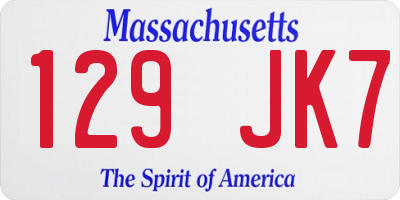 MA license plate 129JK7