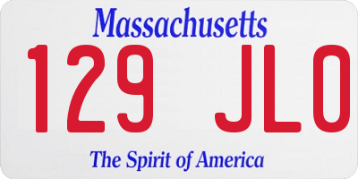 MA license plate 129JL0