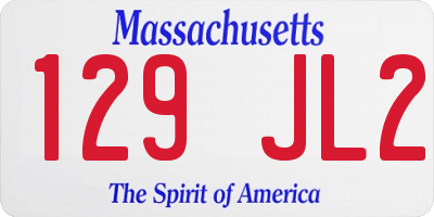 MA license plate 129JL2