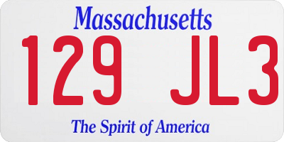 MA license plate 129JL3