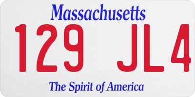 MA license plate 129JL4