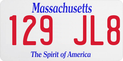 MA license plate 129JL8