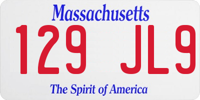 MA license plate 129JL9