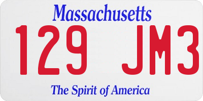 MA license plate 129JM3
