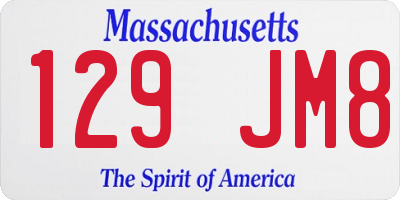 MA license plate 129JM8