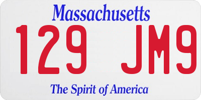 MA license plate 129JM9