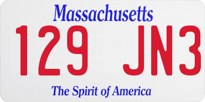 MA license plate 129JN3