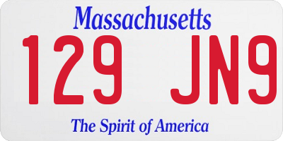 MA license plate 129JN9