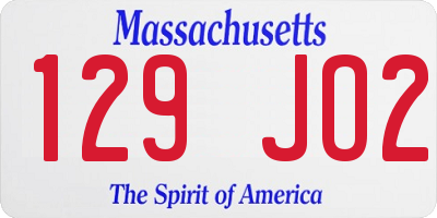 MA license plate 129JO2
