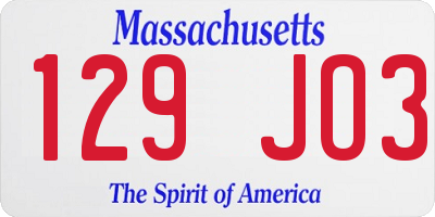 MA license plate 129JO3