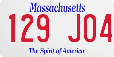 MA license plate 129JO4