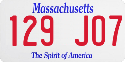 MA license plate 129JO7