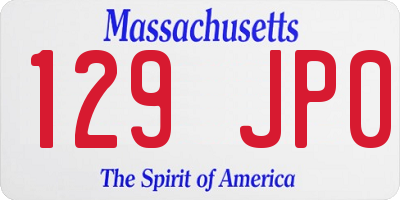 MA license plate 129JP0