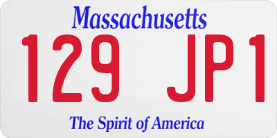MA license plate 129JP1