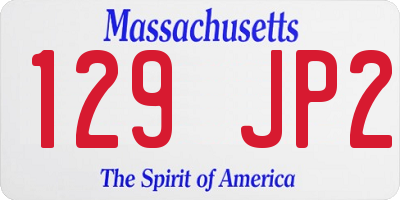 MA license plate 129JP2